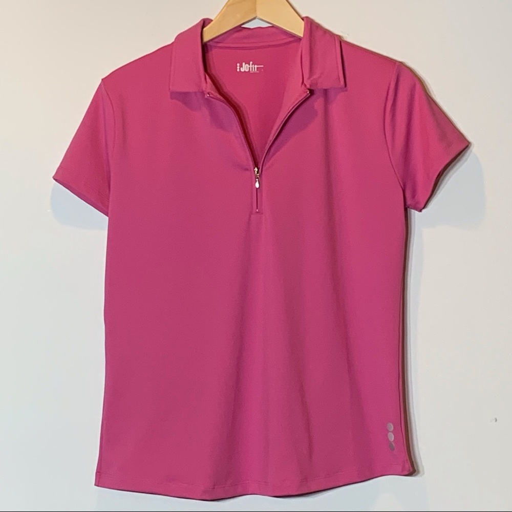 EUC Jofit pink quarter zip‎ short sleeve golf polo sport shirt